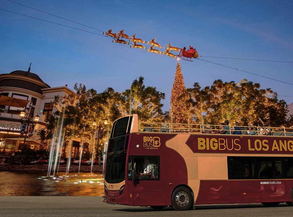 Big Bus Tours Los Angeles bus in the festive season