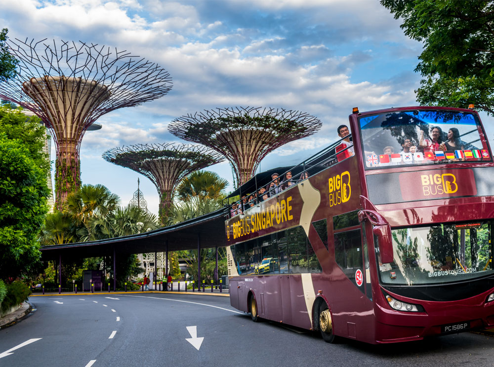 A Big Bus Tour Singapore bus near Gardens by the Bay