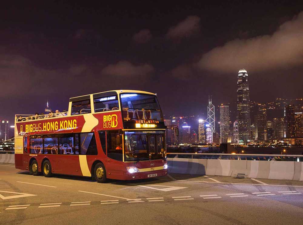 Big Bus Tour in Hong Kong at night 