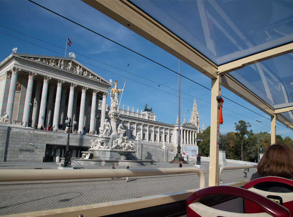 View from top deck of tour bus in Vienna