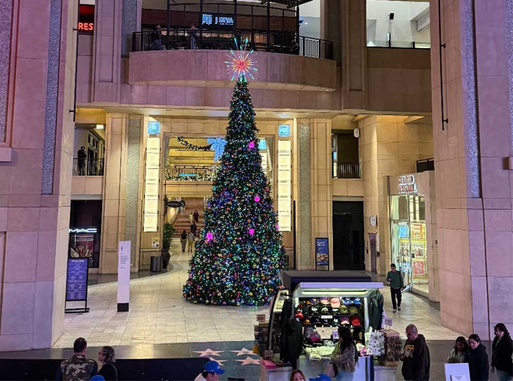 Christmas tree outside the Dolby Theatre