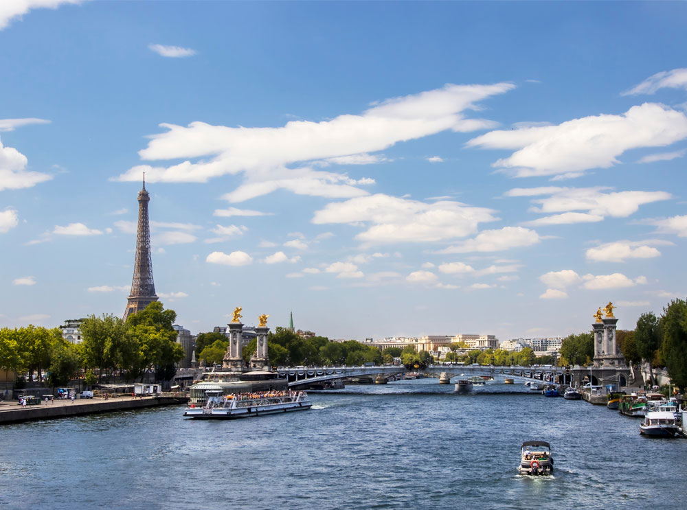 River Seine in Paris with Eiffel Tower