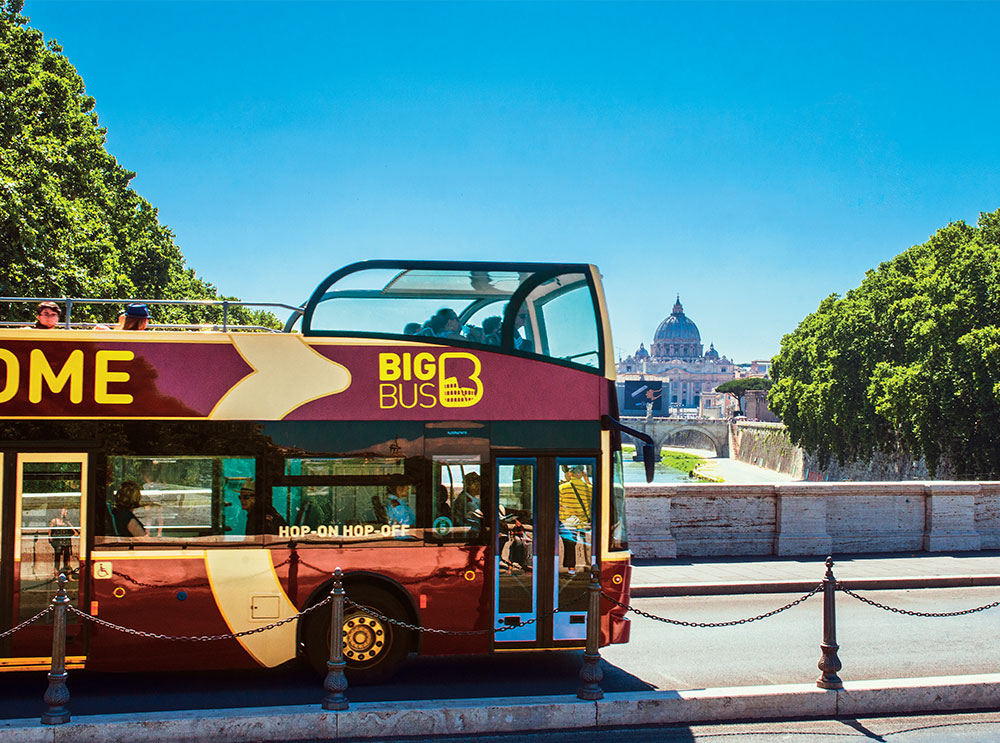 Big Bus passing over a bridge