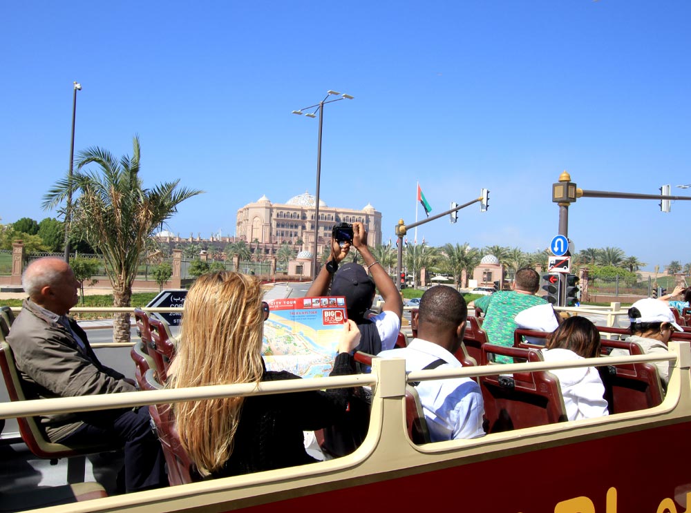 Big Bus Tours Abu Dhabi passes Emirates Palace