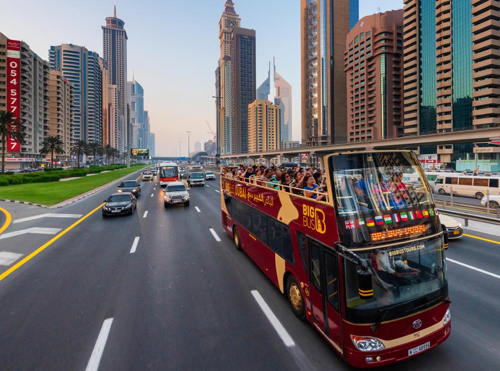 Big Bus Tours travels along the highway