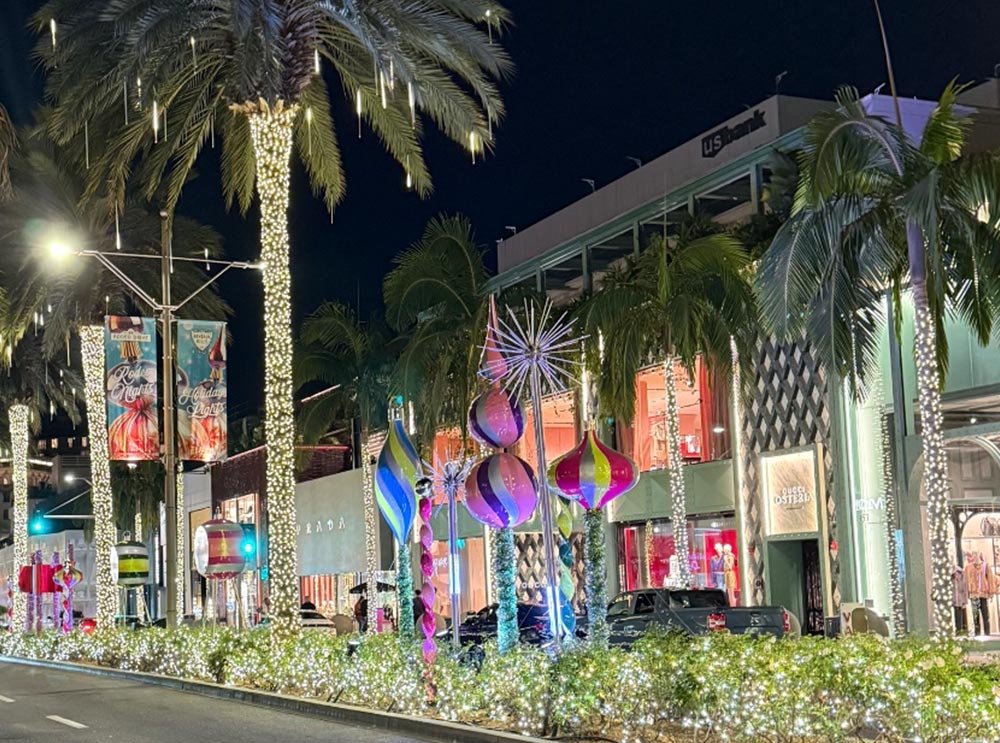 Rodeo Drive with festive decorations