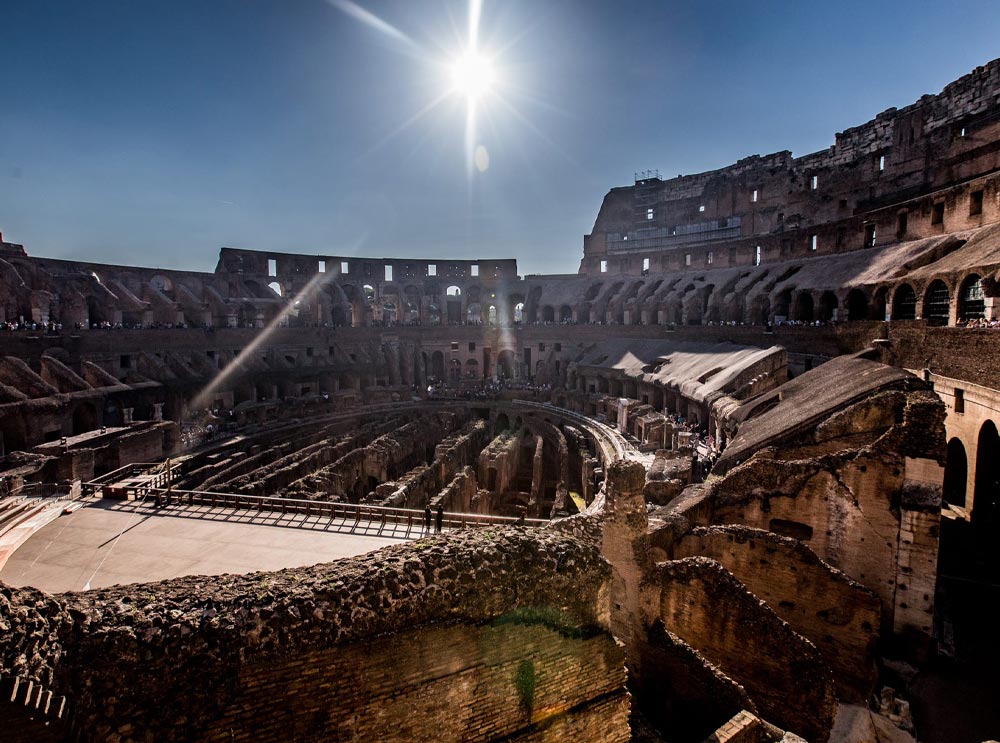 The interior of the Colosseum in Rome