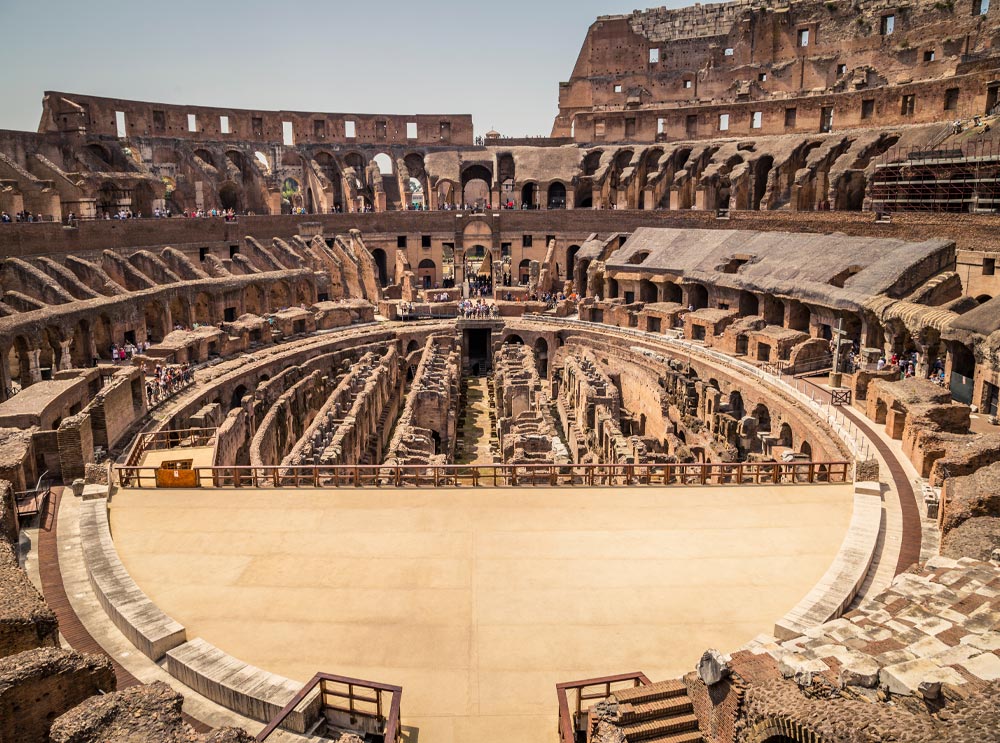 The interior of the Colosseum in Rome