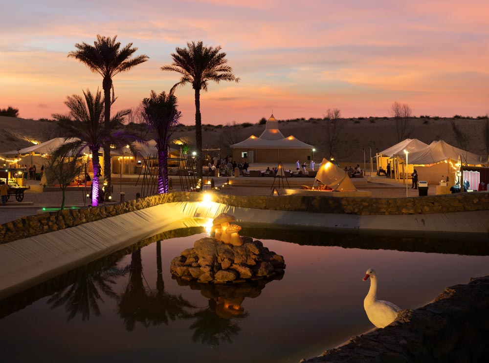 The Caravanserai Desert Camp pond and duck