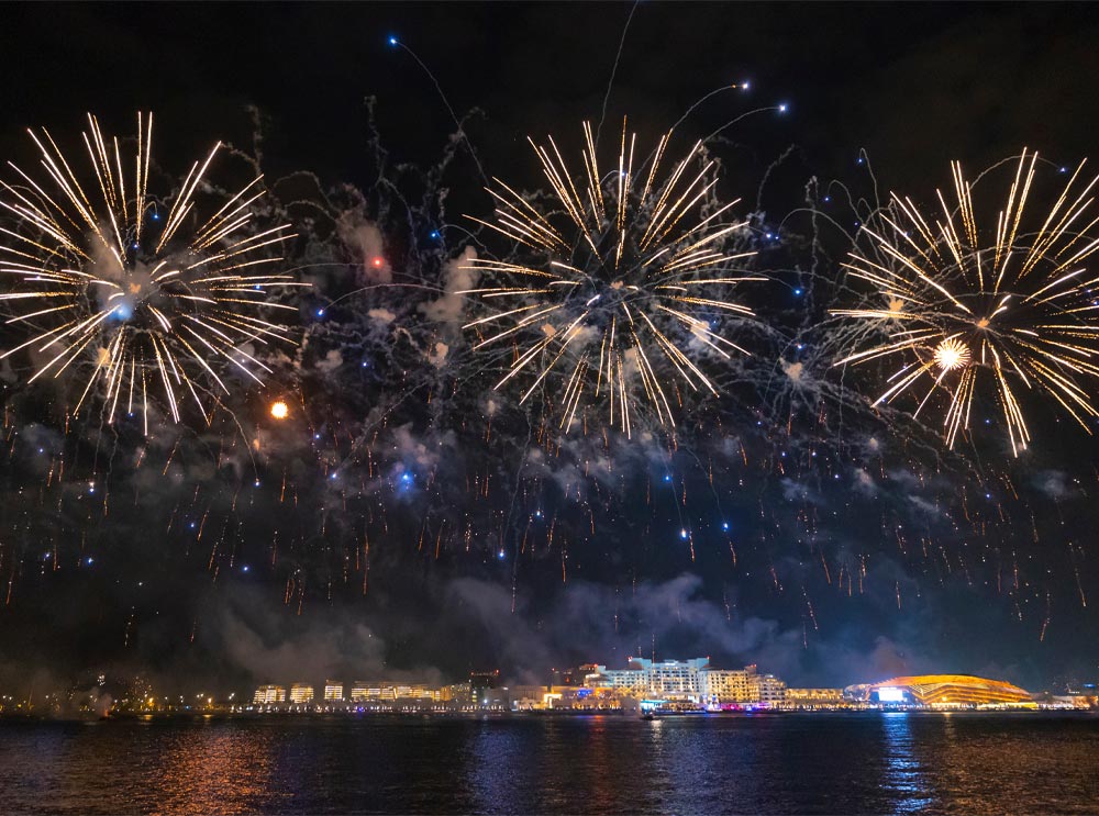 New Year's Eve fireworks above Yas Island in Abu Dhabi