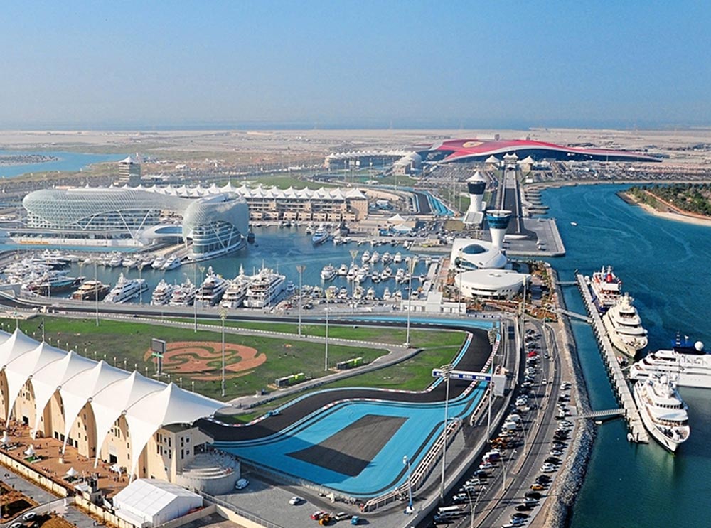 Aerial view of Yas Island, Abu Dhabi