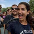 Excited woman on board a Big Bus Tour