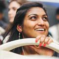 Woman smiling on a Big Bus Tour