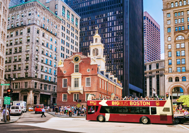 View of Big Bus Tours Boston outside Old State House