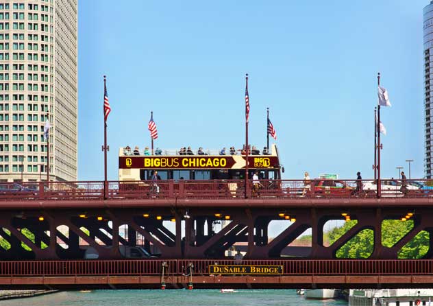 Big Bus Tours Chicago crossing DuSable Bridge