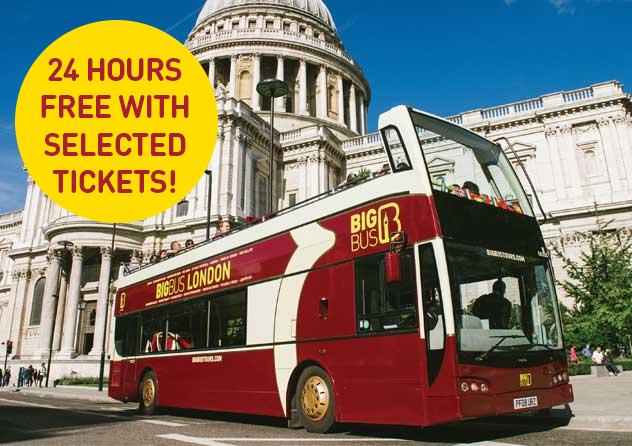 Big Bus Tours London passes in front of St. Paul's Cathedral in London