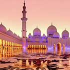 Scheich-Zayid-Moschee im der rosa Abendsonne