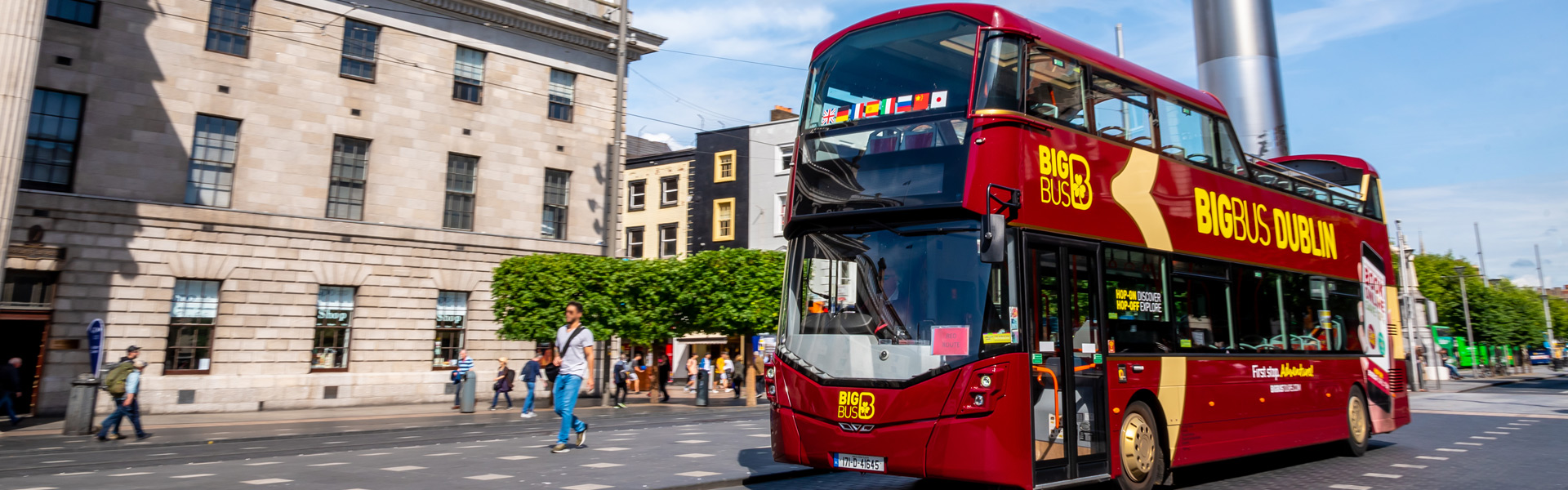Big Bus Tours bus driving through Dublin