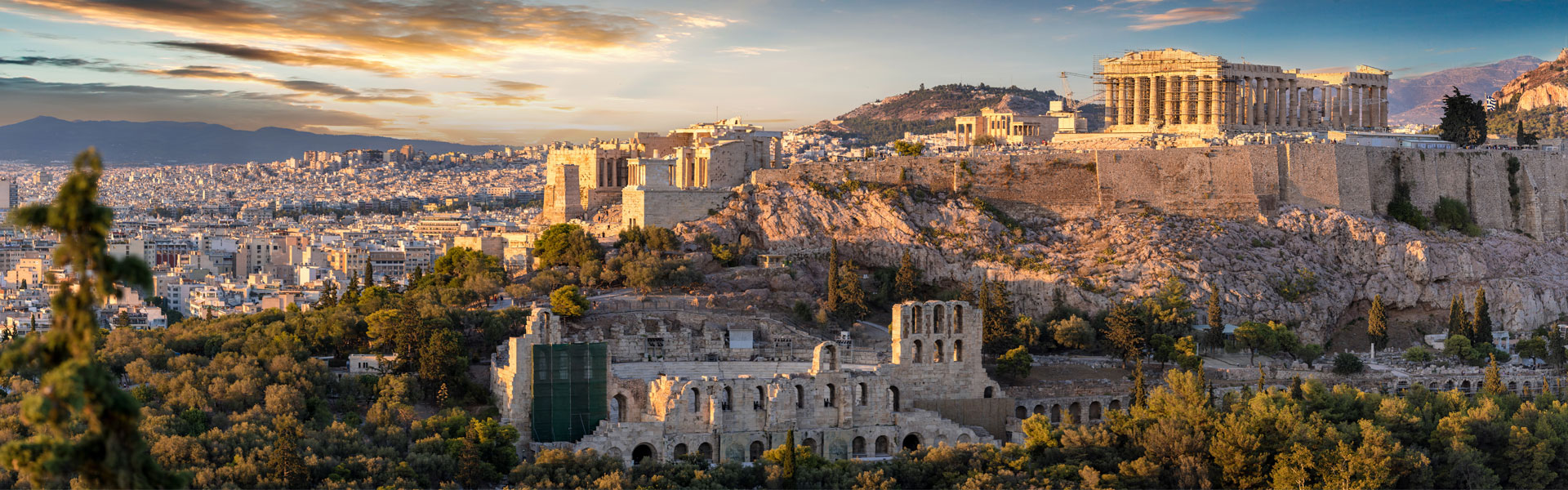Panoramic view of the Acropolis in Athens