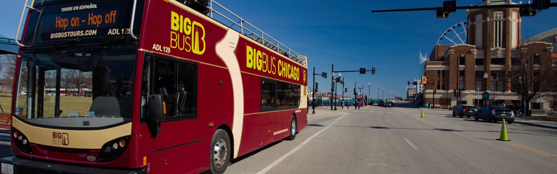 Big Bus Tours Bus leaving Navy Pier