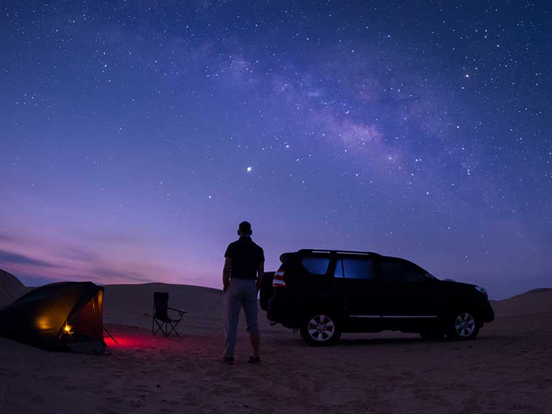 Dubai at night under the stars.