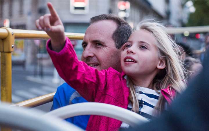 Father and daughter on a Big Bus Tour