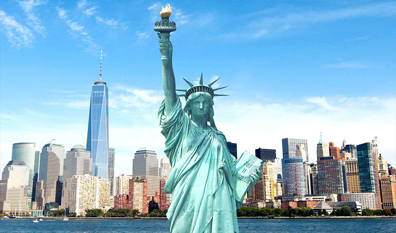 Statue of Liberty with New York skyline